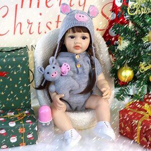 🆕22Inch Full Body Vinyl Silicone Newborn Baby Poseable Limbs Girl Reborn Baby